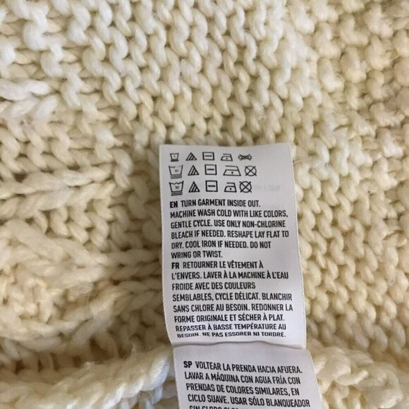 American Eagle Outfitters Fisherman Sweater Chunky Cable Knit Long Ivory Medium - Picture 11 of 11